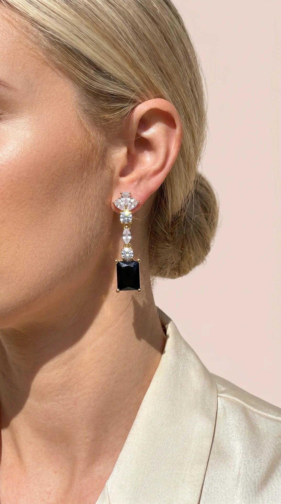 Black Square Crystal Drop & Dangle Earrings