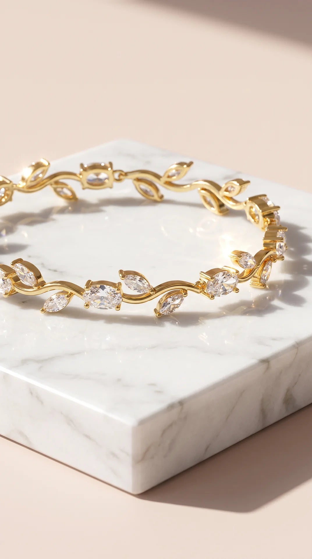 Gold Plated Floral Crystal Bracelet