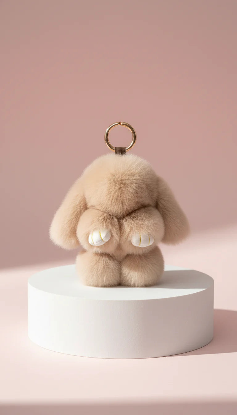 Plush Fluffy Bunny Rabbit Key Ring & Bag Charm