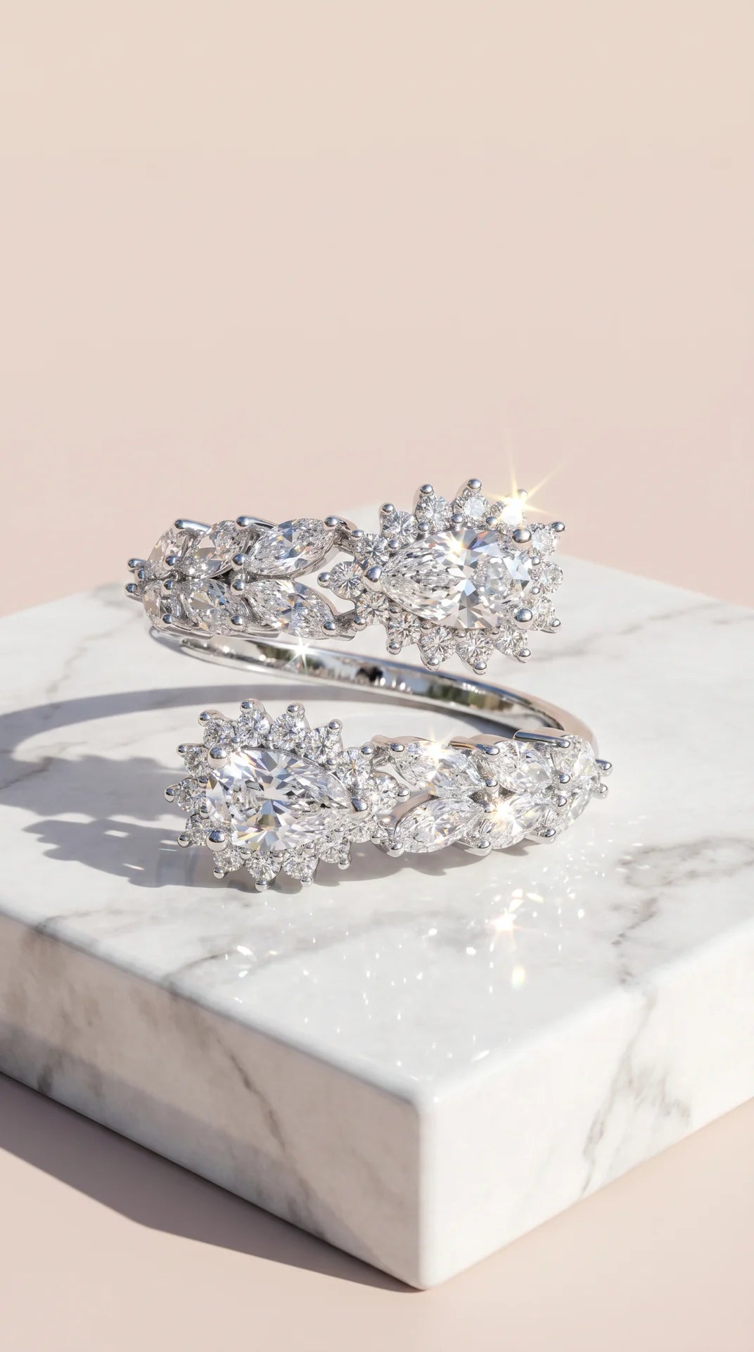 Box Of 12 Crystal Free Size Gold Plated Adjustable Statement Rings