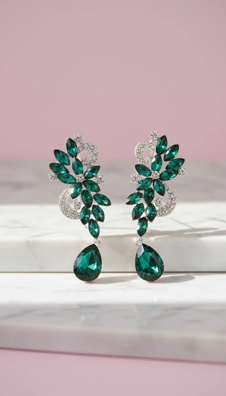 Curved Crystal Drop & Dangle Earrings
