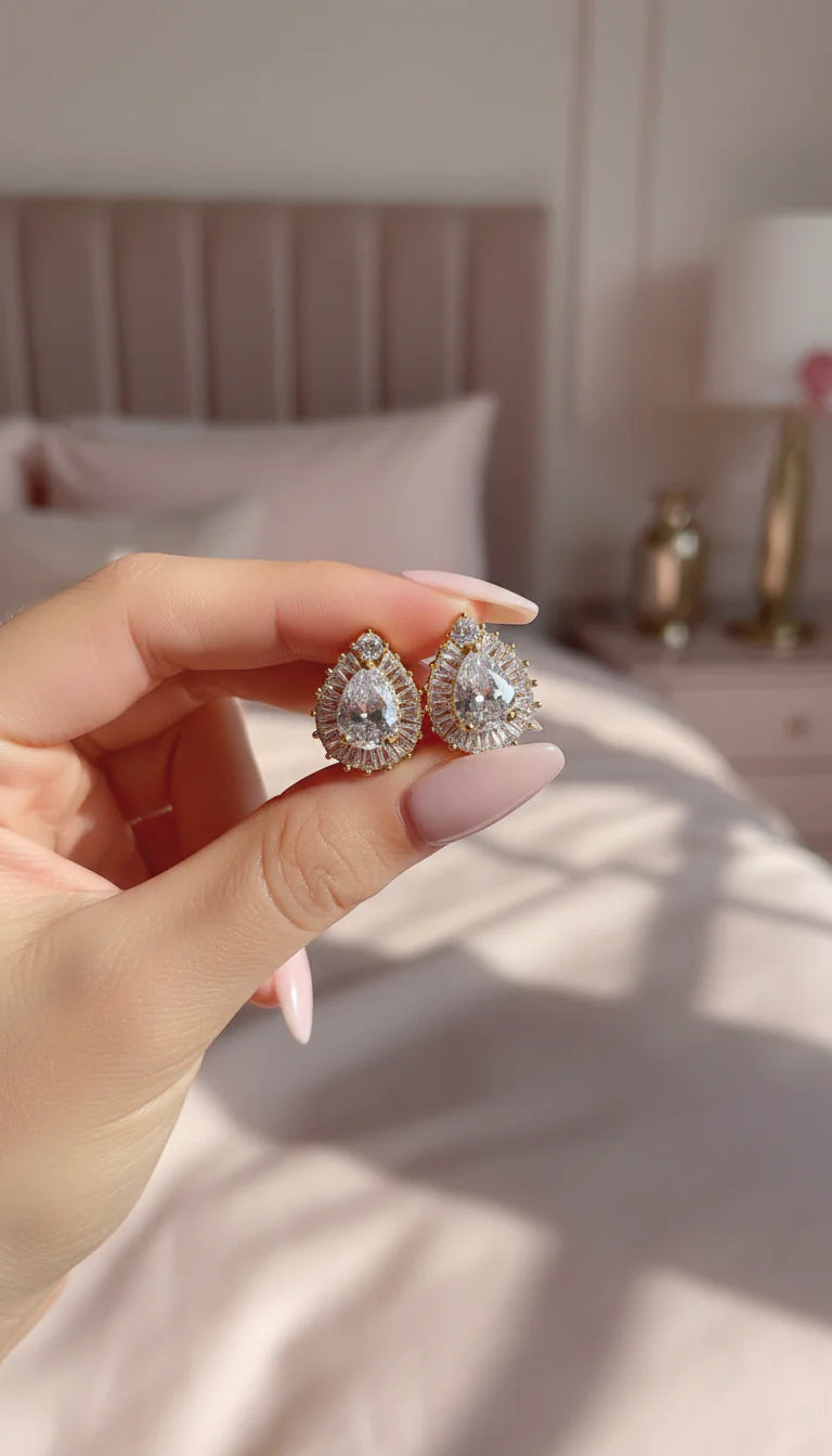 Teardrop Crystal Stud Earrings