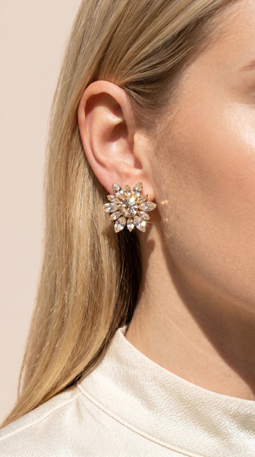 Flower Crystal Stud Earrings