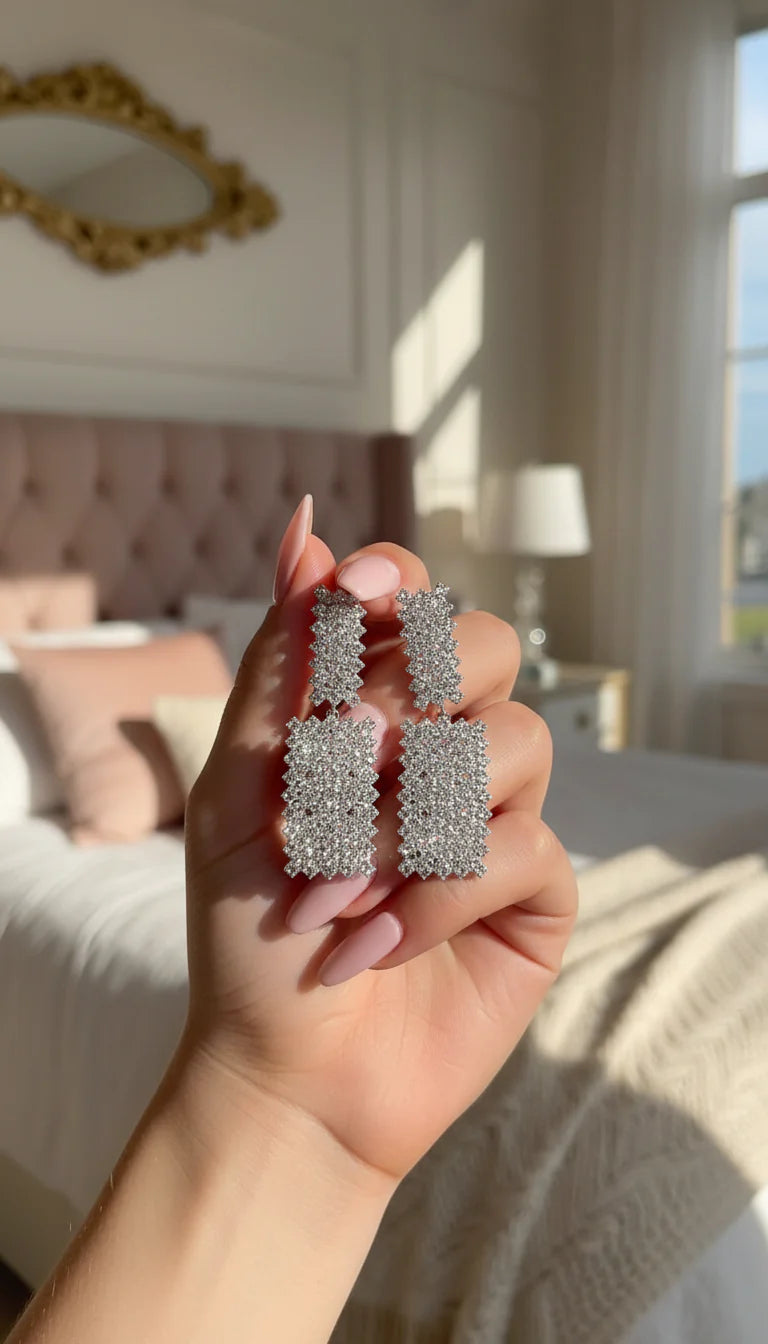 Oblong Layered Drop & Dangle Crystal Earrings