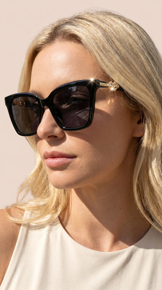 Box Of 20 Black Cat Eye Gold Frame Sunglasses
