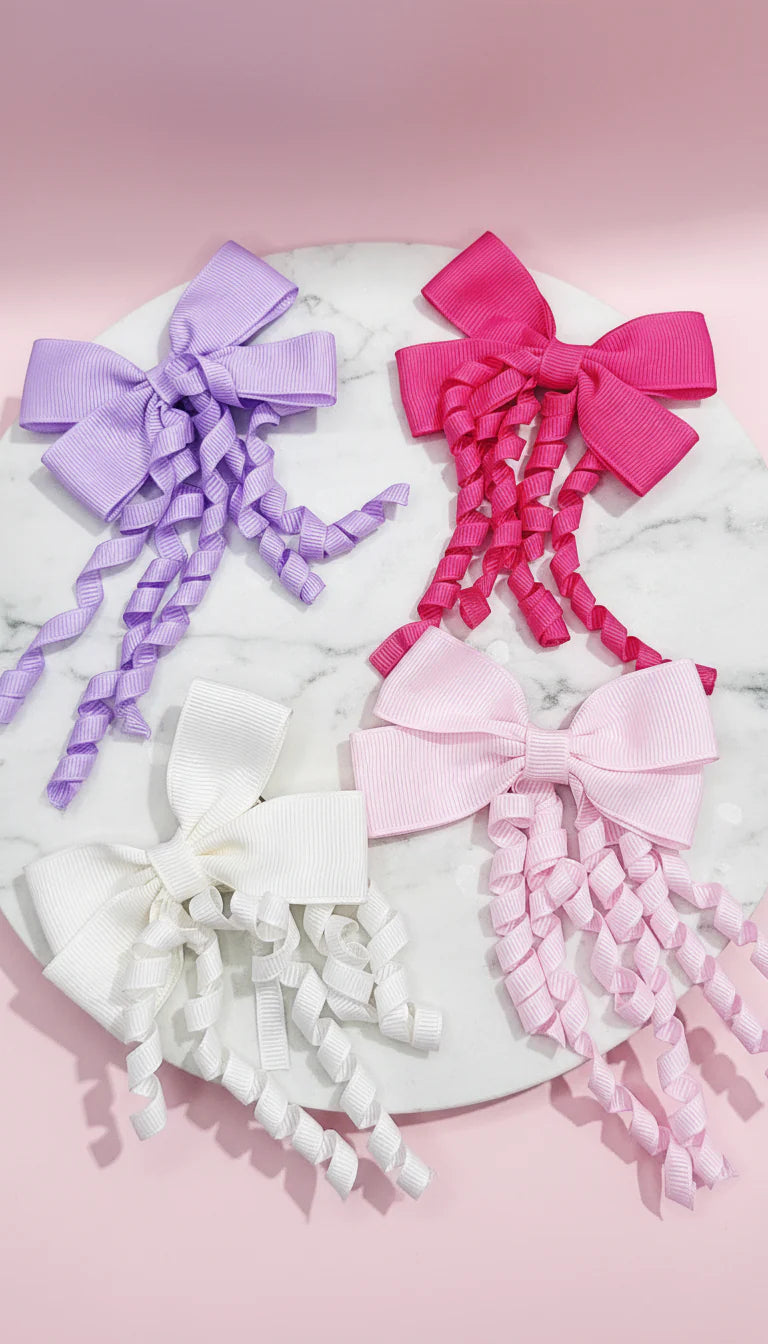Pack of 24 Pastel Hair Bow Tassel Slides