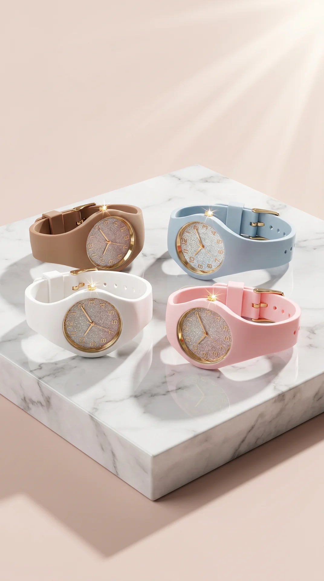 Glitter Dial Silicone Strap Watch