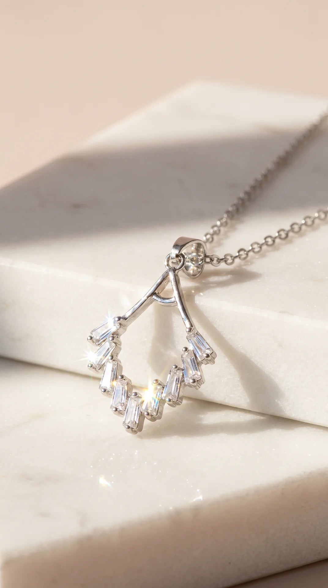 Baguette Cut Crystal Pendant Necklace