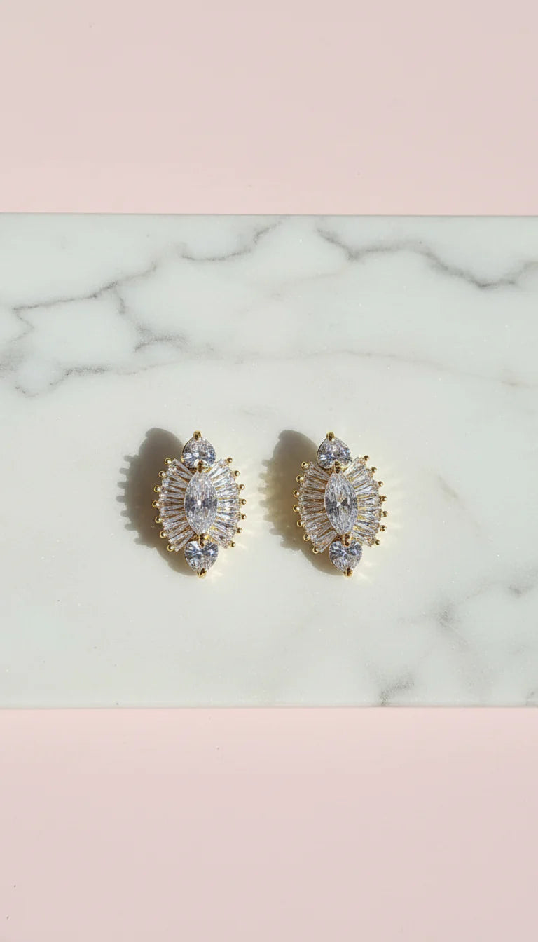 Art Deco Inspired Crystal Cluster Stud Earrings