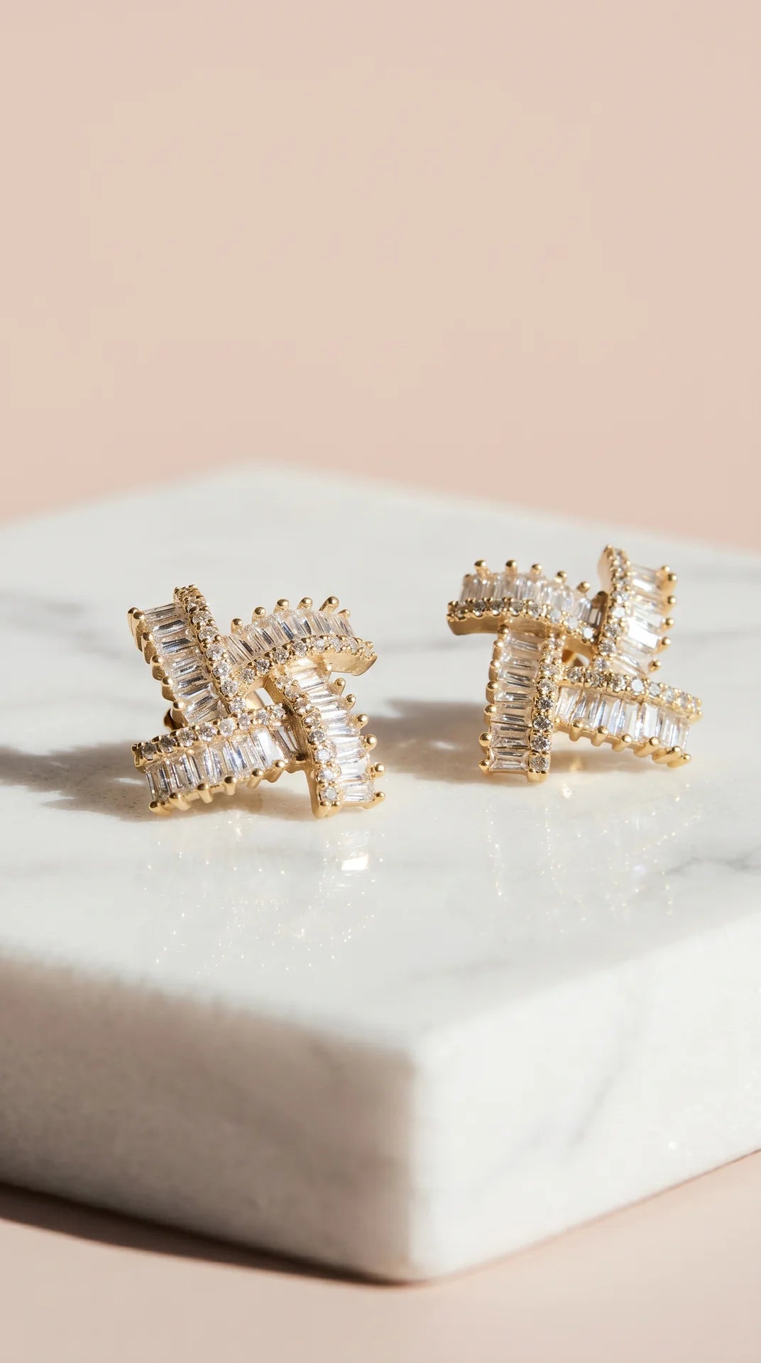 Twisted Baguette Cut Crystal Stud Earrings