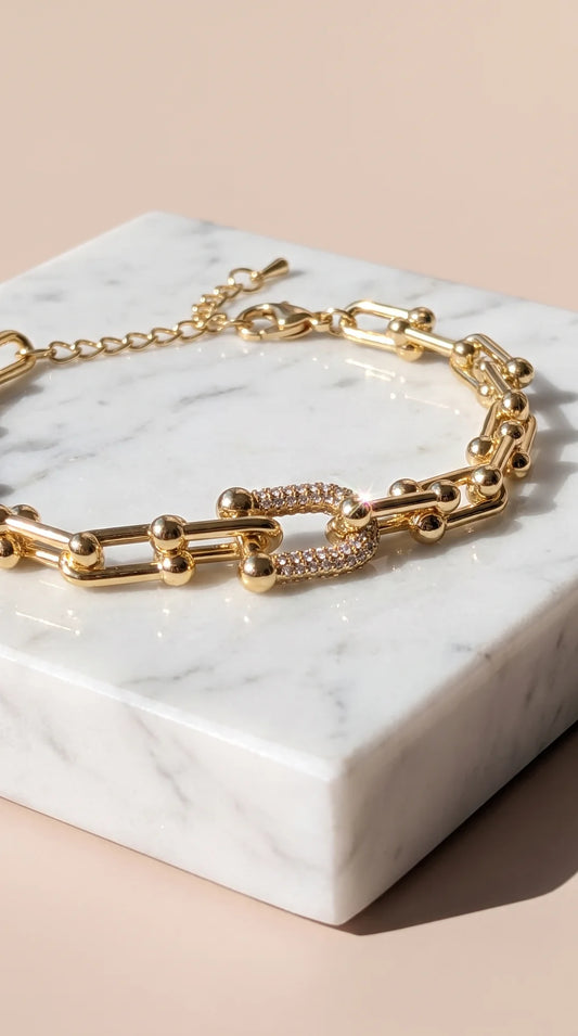 Gold Plated U-Link Paperclip Chain Bracelet