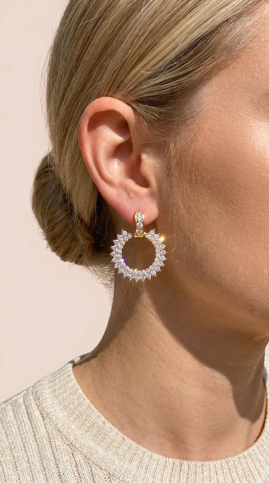 Circular Crystal Drop & Dangle Earrings