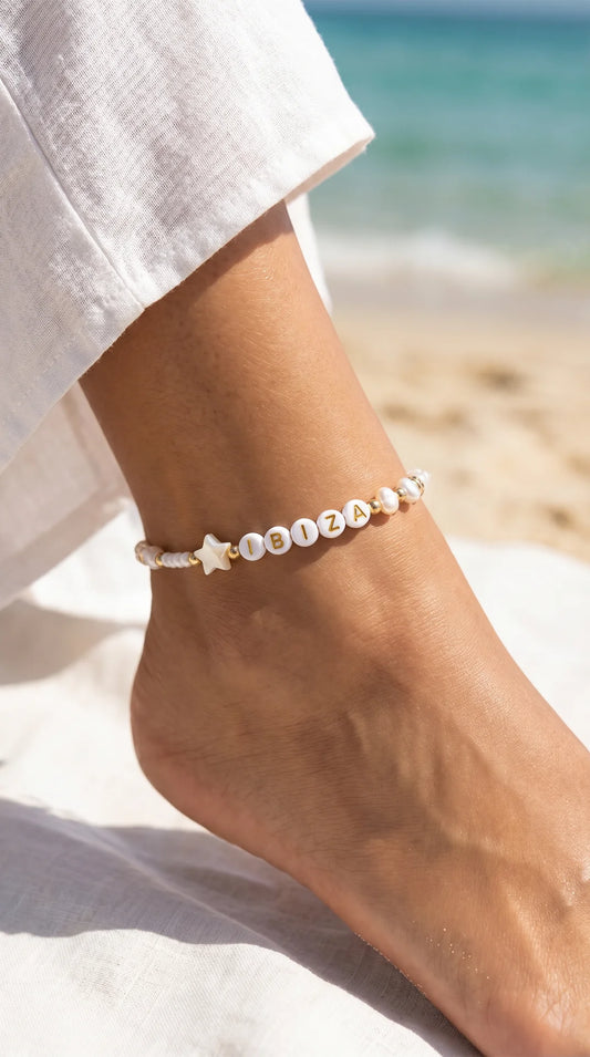 Ibiza Beaded Shell Pull Tie Anklet