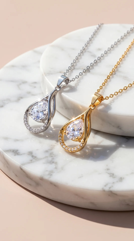 Teardrop Crystal Pendant Necklace