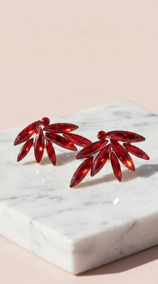 Feathered Crystal Stud Earrings