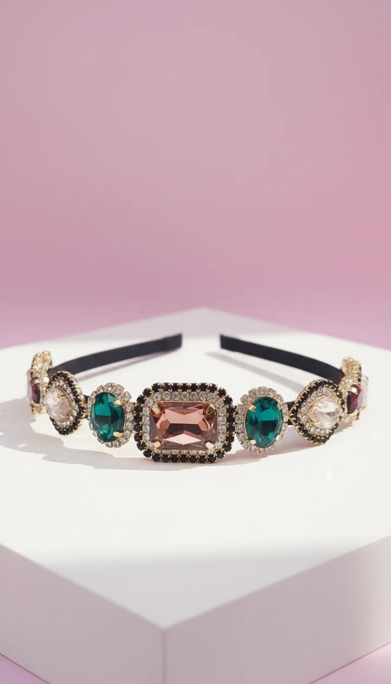 Women’s Crystal Cluster Statement Headband & Hair Band