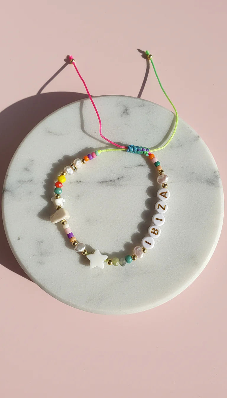 Ibiza Beaded Shell Pull Tie Anklet