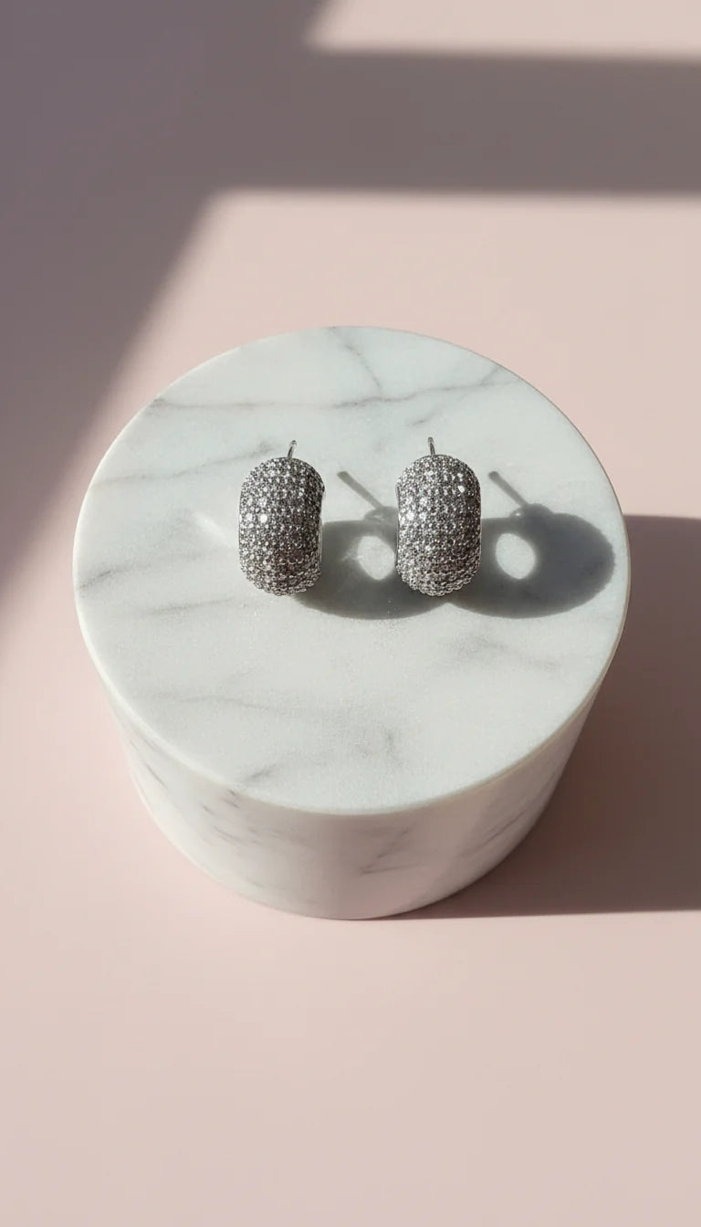 Micro Huggie Crystal Stud Earrings