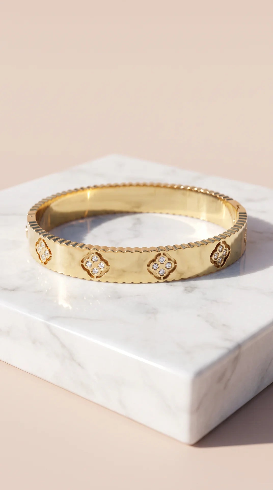 Chunky Clover Gold Plated Bangle