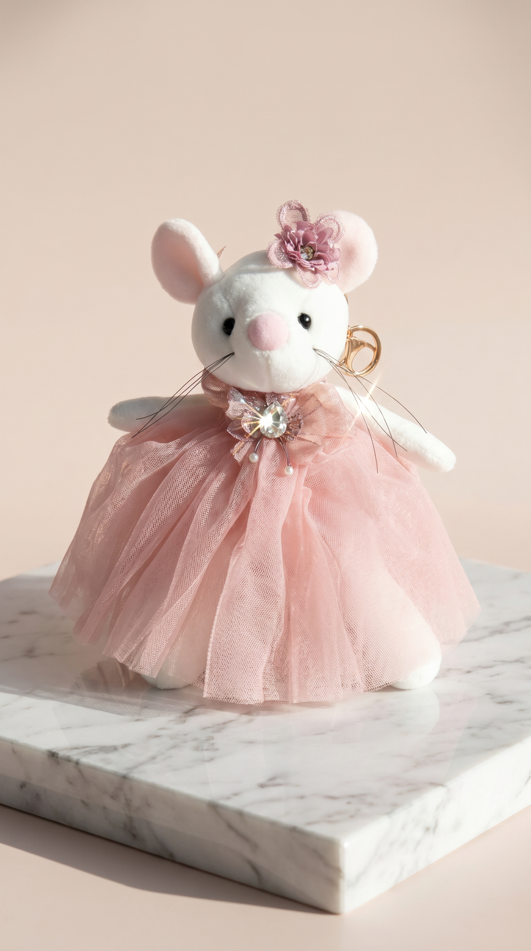 Oversized Plush Ballerina Mouse Keyring & Bag Charm