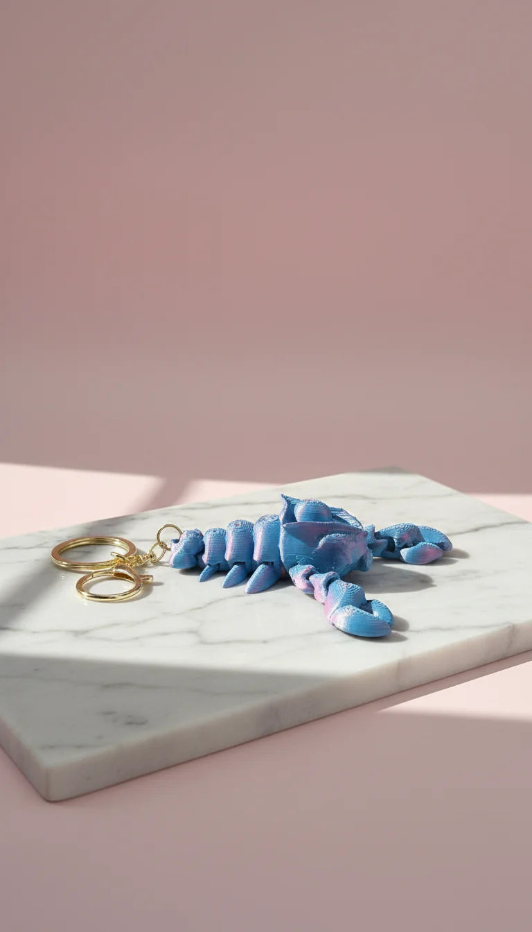 3D Printed Articulated Fantasy Lobster : Bioplastic Fidget Key Ring