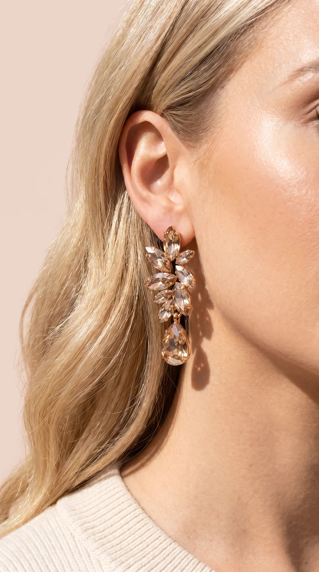 Rose Gold Teardrop Crystal Drop & Dangle Earrings
