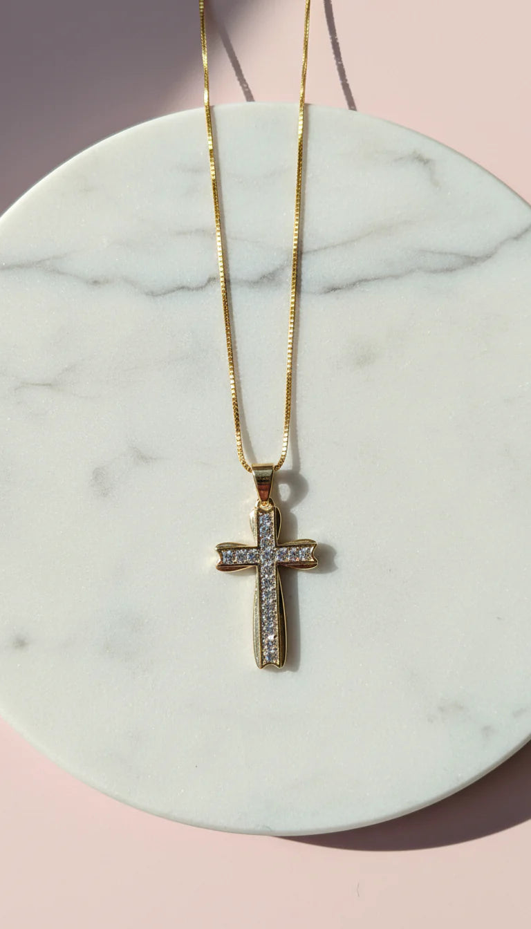 Pavé Crystal Cross Pendant Necklace
