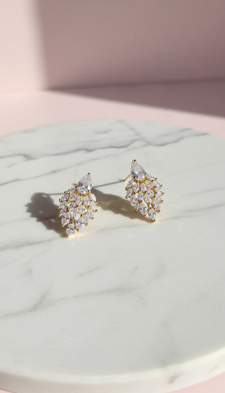 Teardrop Cascading Crystal Stud Earrings