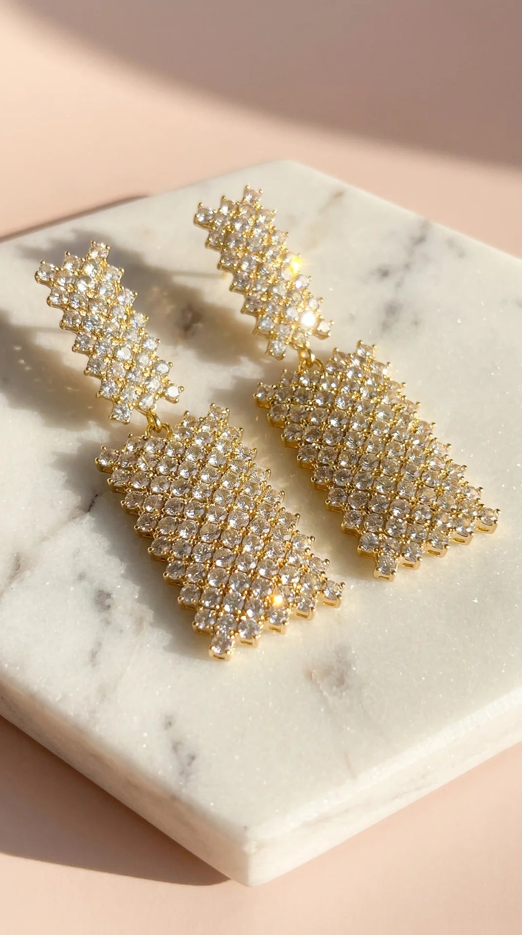 Oblong Layered Drop & Dangle Crystal Earrings