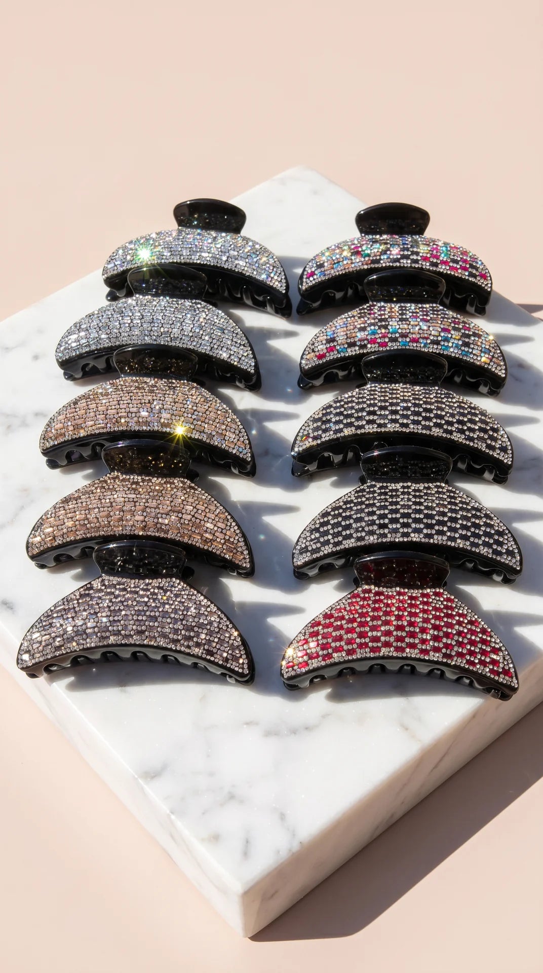 Pack of 12 Crystal Hair Claw Clamps