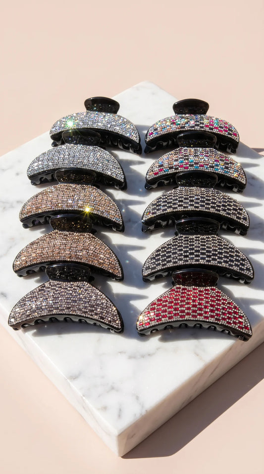 Pack of 12 Crystal Hair Claw Clamps