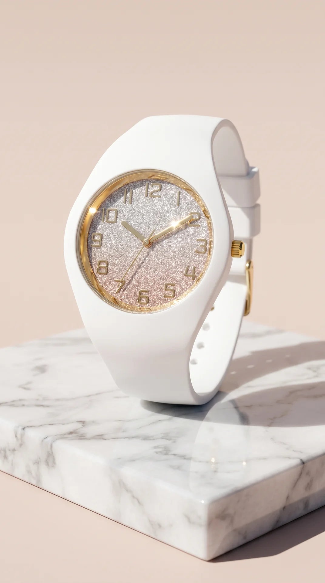 Glitter Dial Silicone Strap Watch