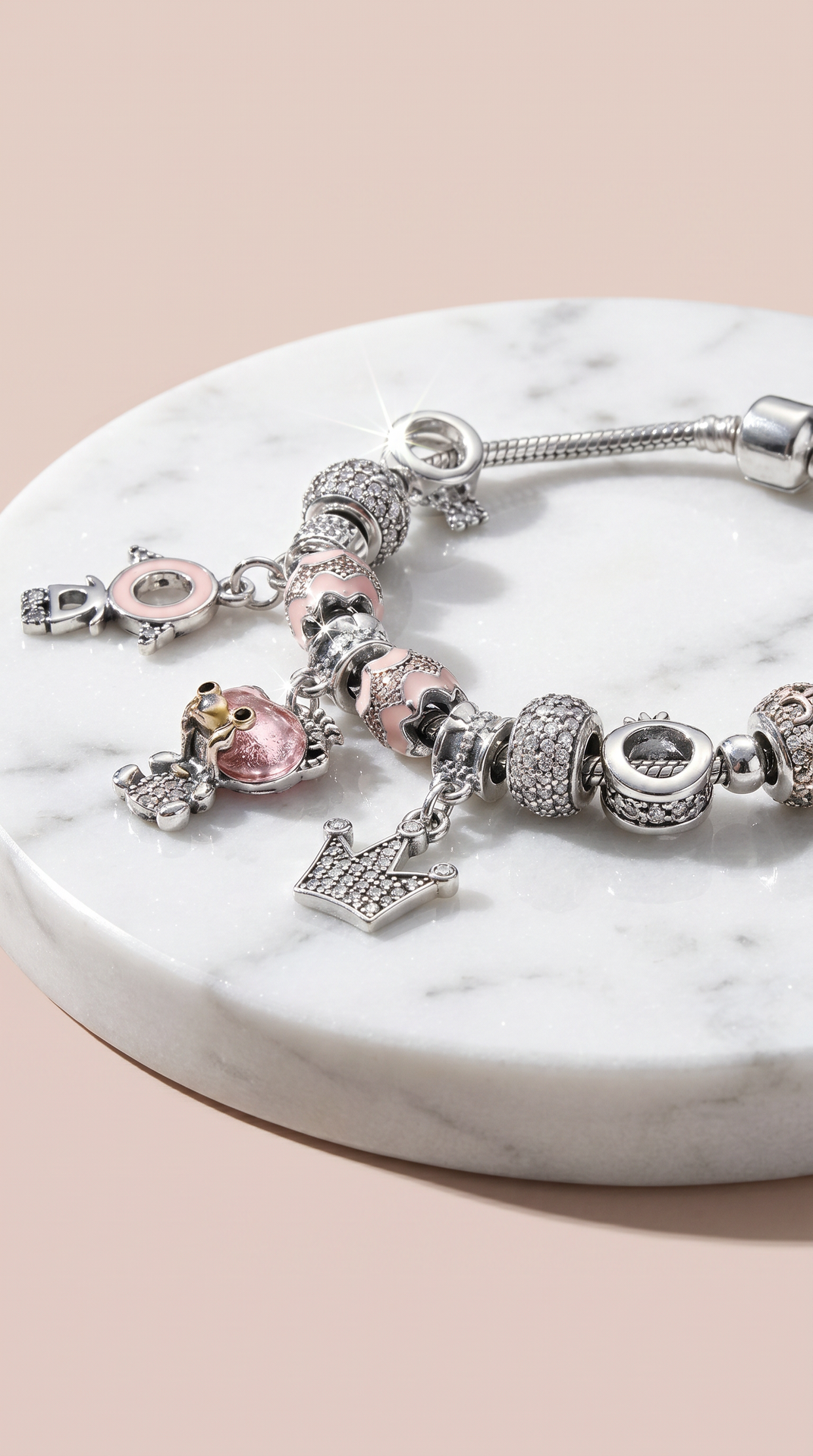 Teddy Crystal Charm Beaded Bracelet