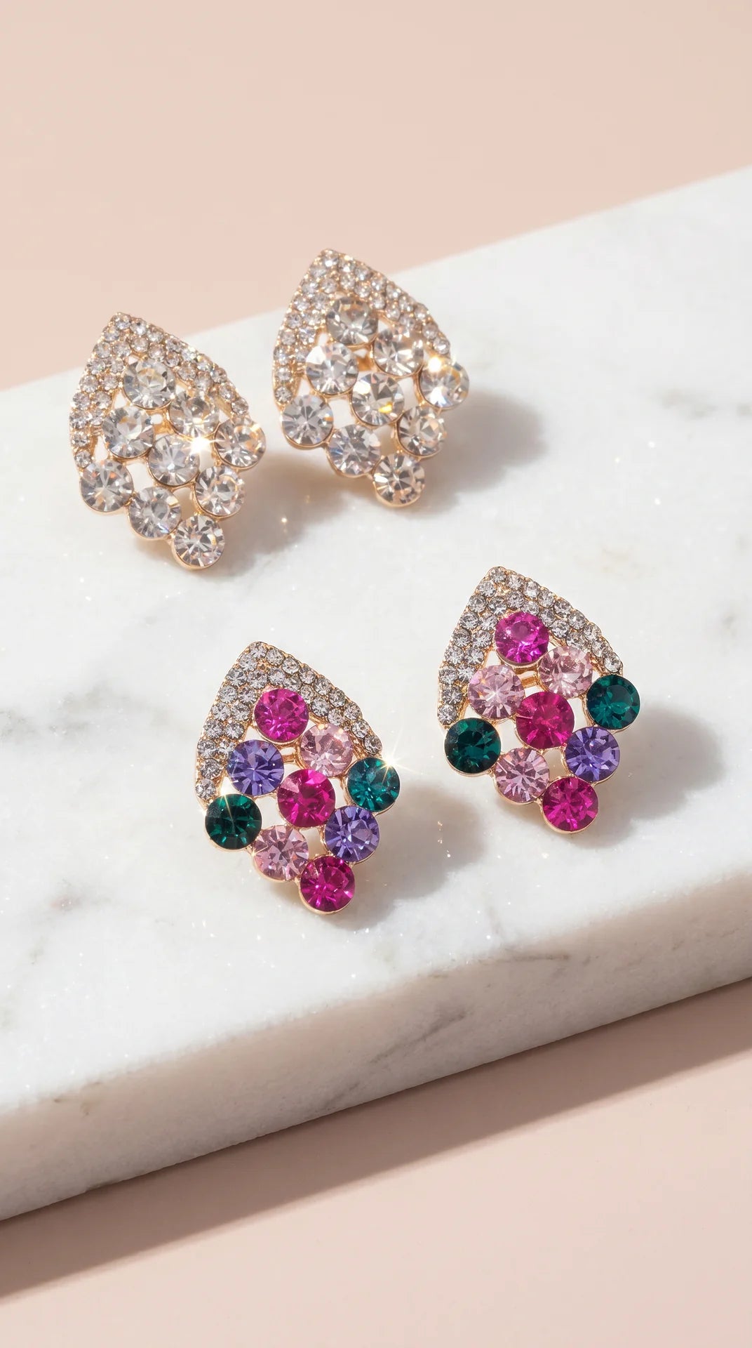 Geometric Statement Crystal Stud Earrings