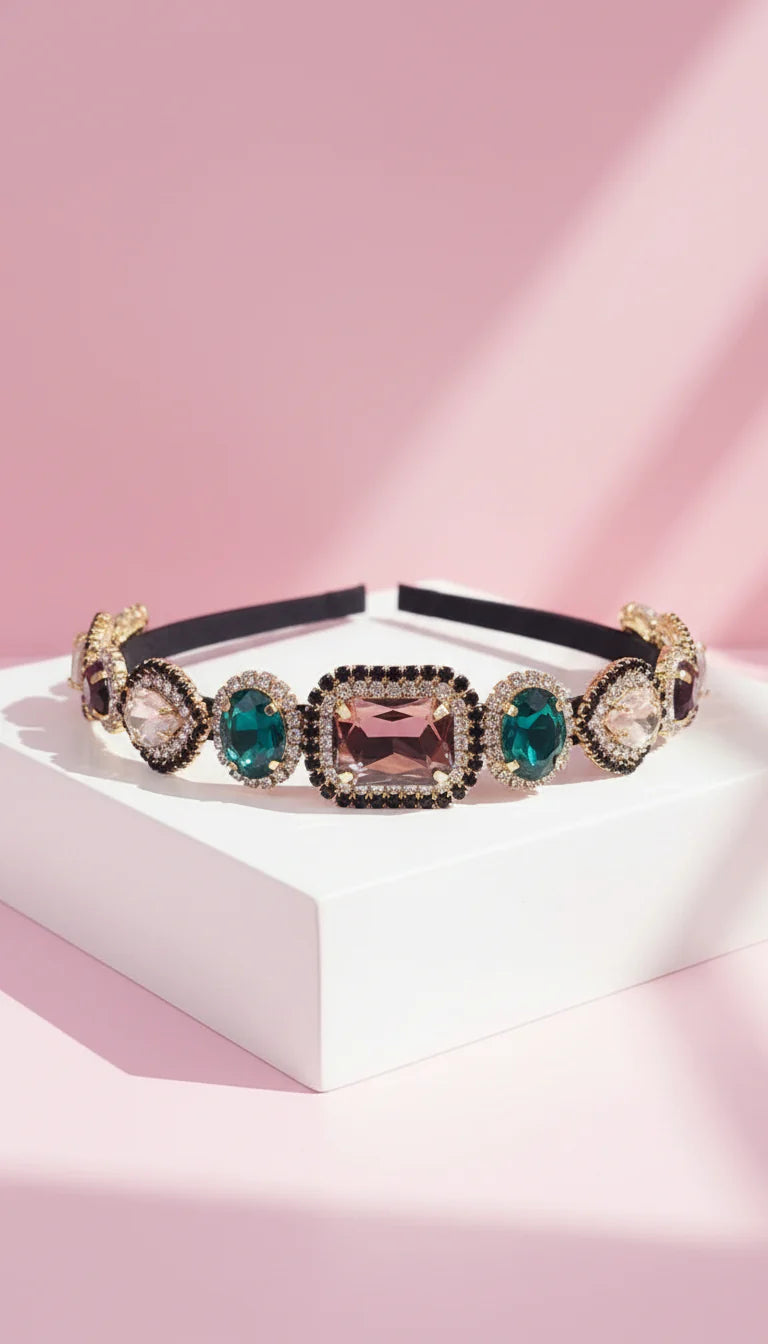 Women’s Crystal Cluster Statement Headband & Hair Band