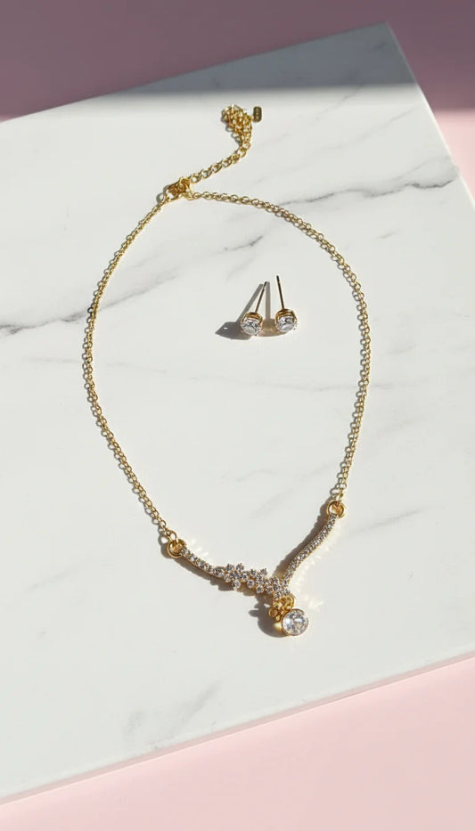 Crystal Drop Pendant Necklace & Earring Set