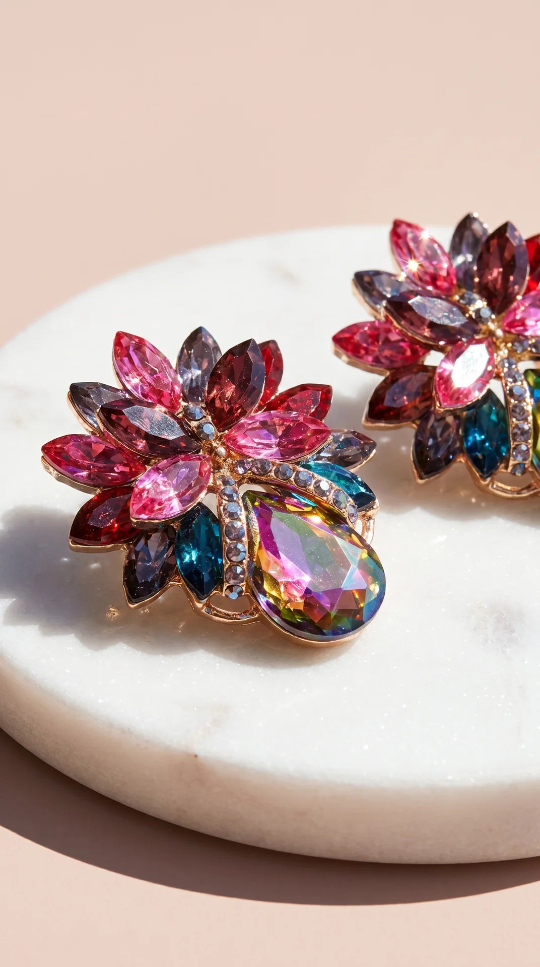 Teardrop Statement Crystal Stud Earrings