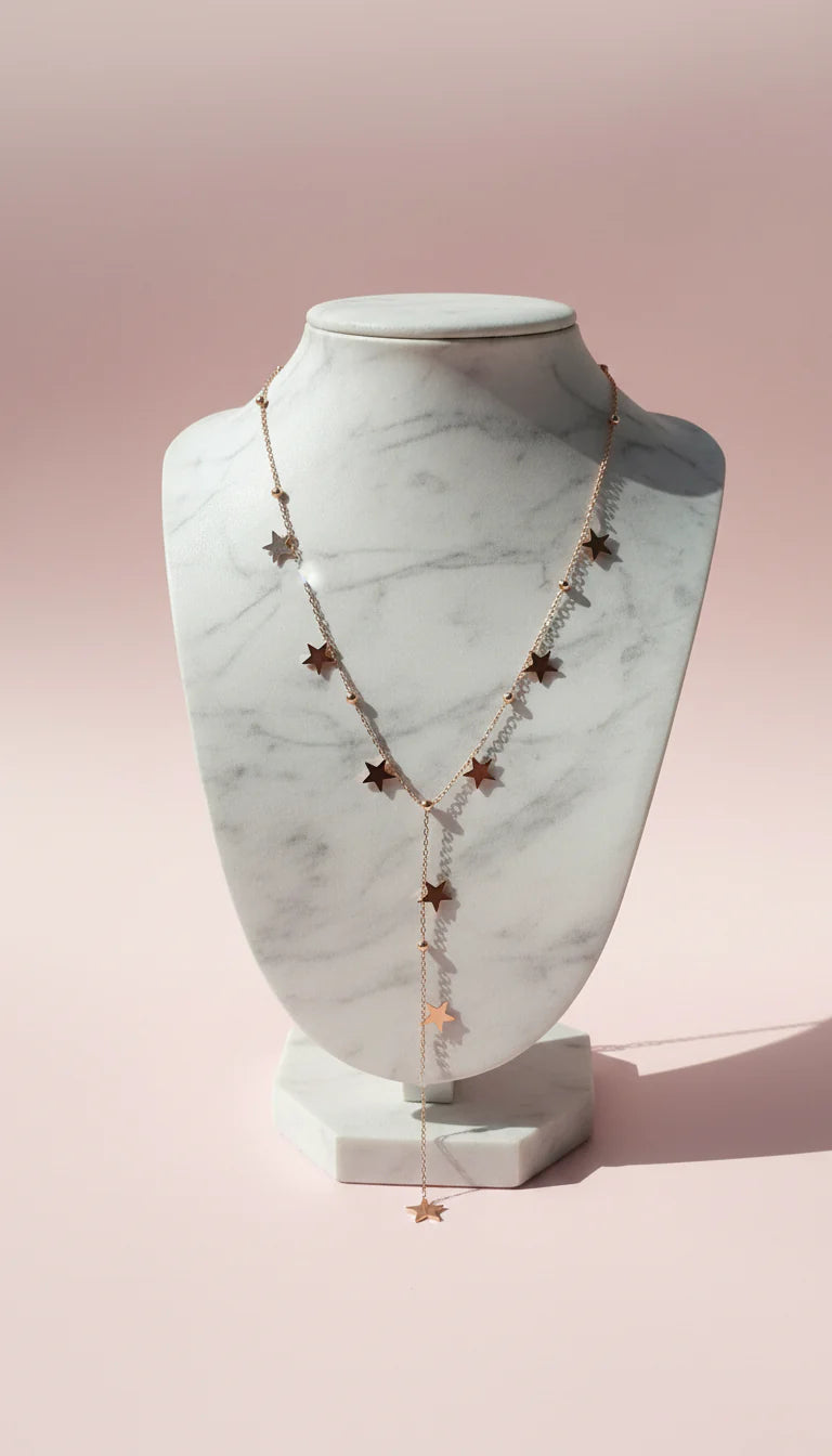 Rose Gold Waterproof Star Stainless Steel Gold Plated Pendant Necklace