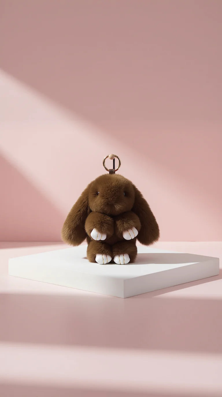 Plush Fluffy Bunny Rabbit Key Ring & Bag Charm