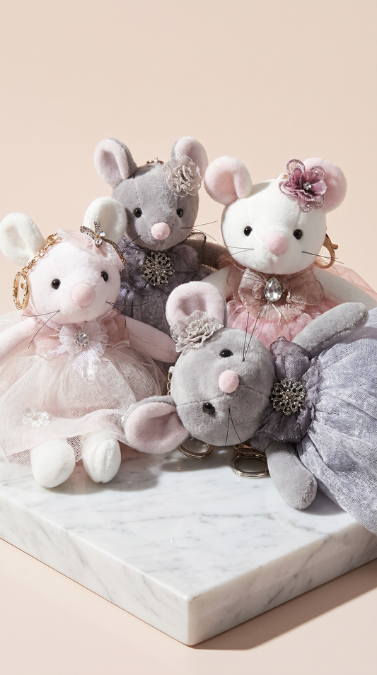 Oversized Plush Ballerina Mouse Keyring & Bag Charm