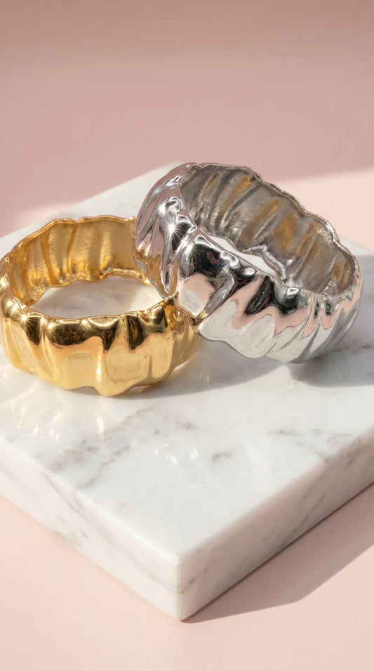 Chunky Ripple Statement Cuff Bangle
