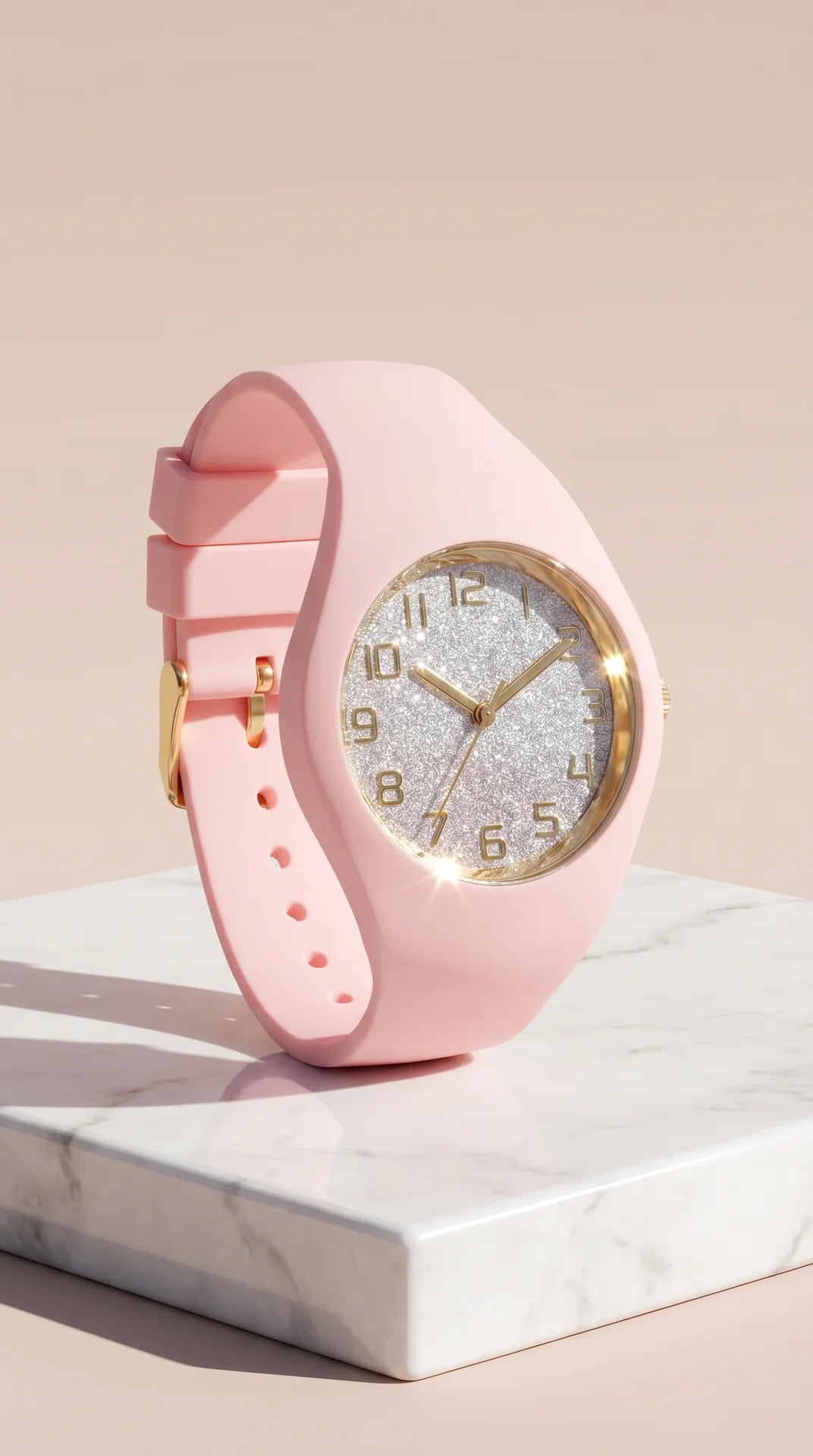 Glitter Dial Silicone Strap Watch