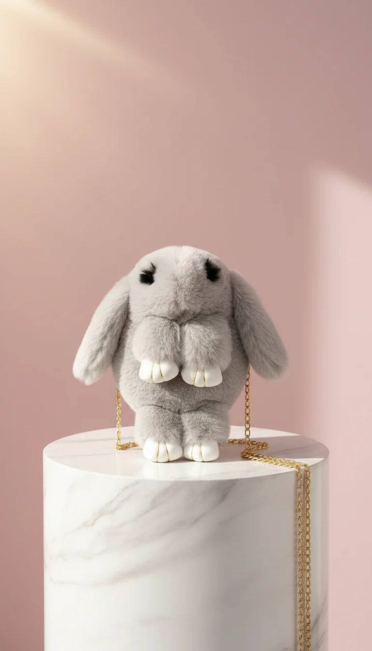 Faux Fur Bunny Rabbit Backpack – Soft Plush Handbag