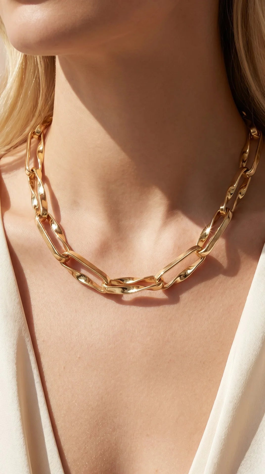 Paper Clip Plated Chain Necklace