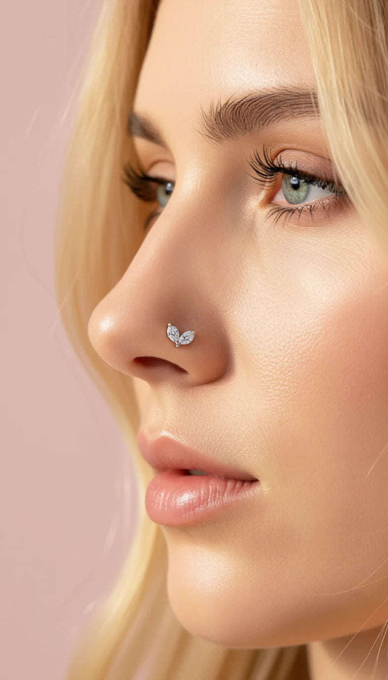 Waterproof Crystal Stainless Steel Gold Plated Nose Ring