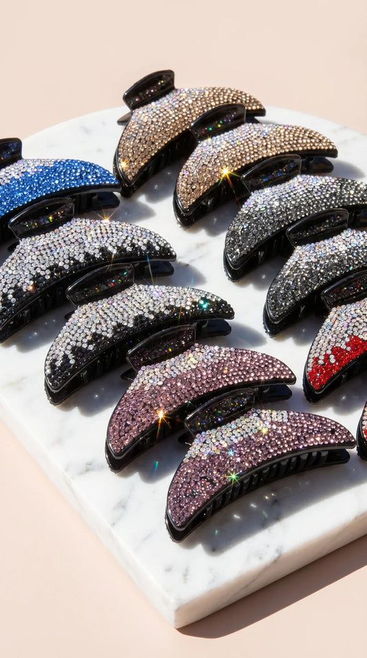 Pack of 12 Gradient Crystal Hair Claw Clamps