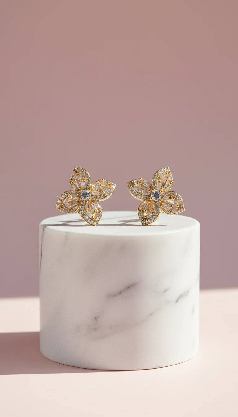 Flower Crystal Stud Earrings