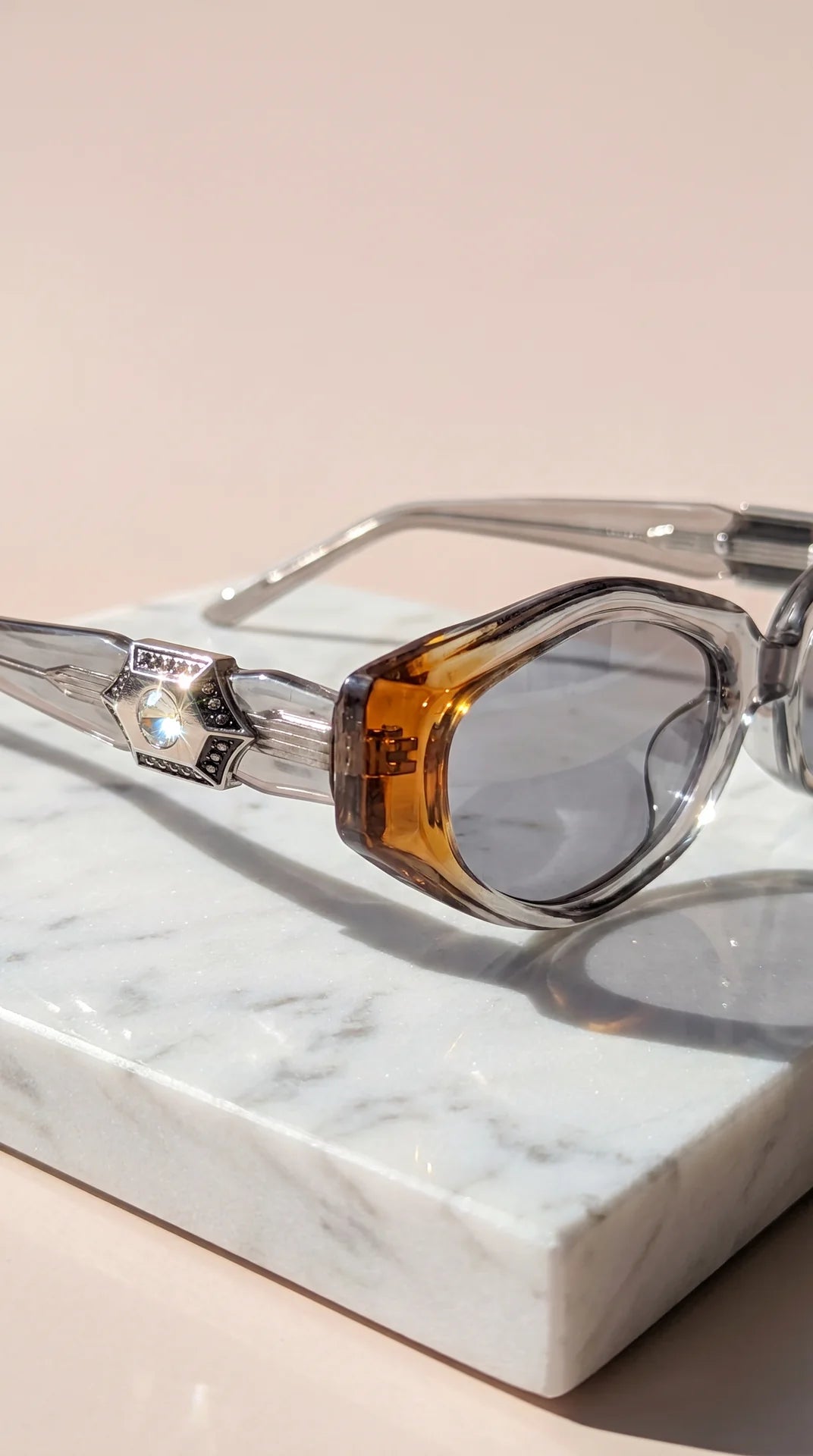 Sculpted Frame Crystal Detail Sunglasses