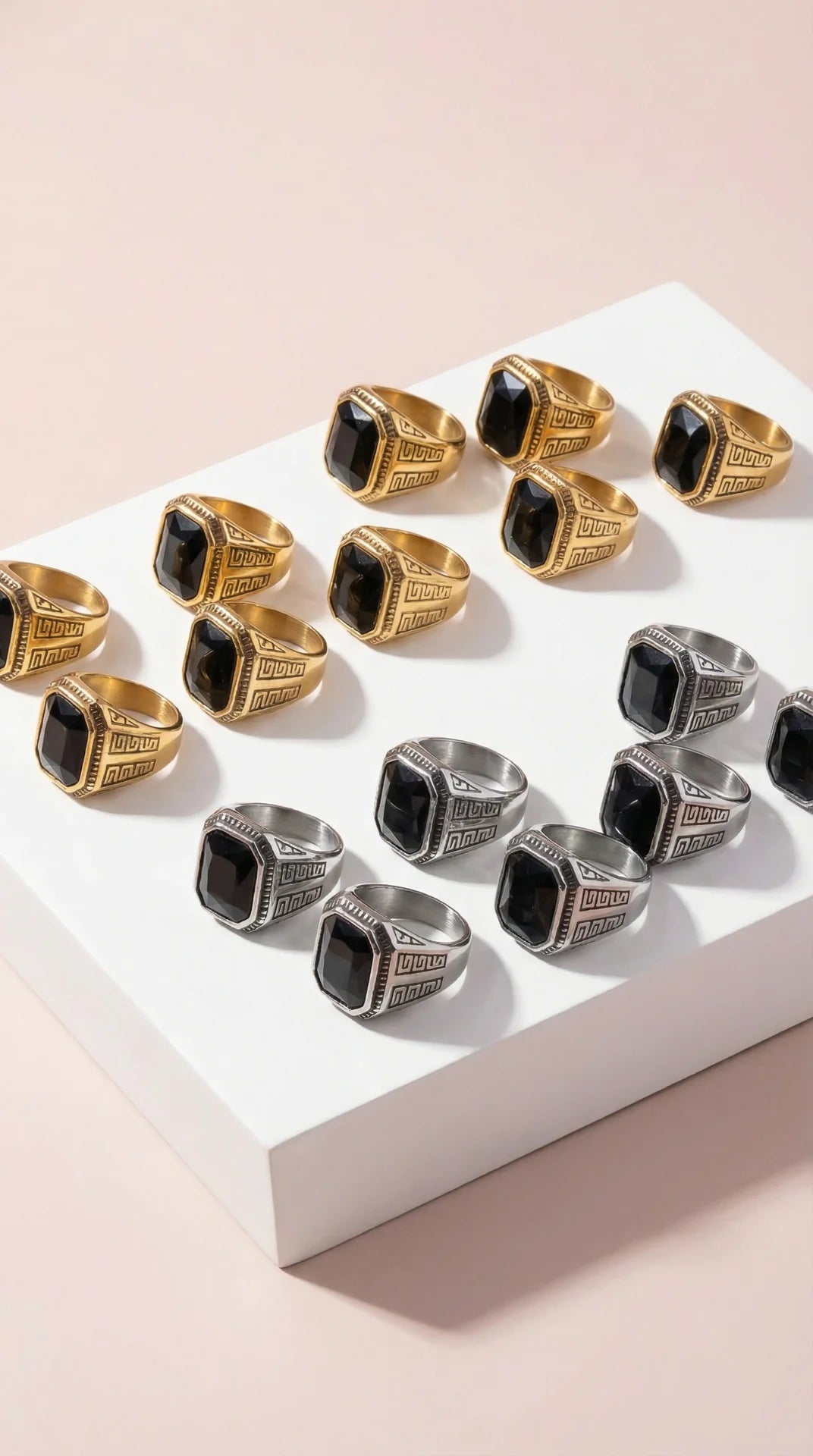 Stainless Steel Men's Black Stone Waterproof Signet Ring