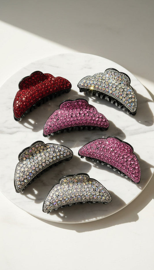 Pack of 12 Crystal Hair Claw Clamps